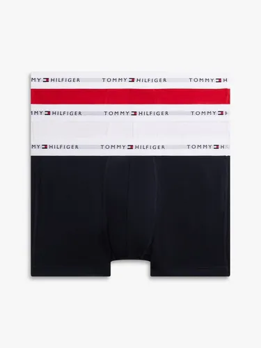 Tommy Hilfiger Herren 3P Trunks, Primary Red/White/Desert Sky, M - SPORTLICHER KOMFORT IM 3ER PACK: Die Tommy Hilfiger Trunks bieten eine moderne Passform und atmungsaktives Material für ein angenehmes Tragegefühl. Ideal für den täglichen Einsatz, Freizeit oder Sport. Hochwertige Verarbeitung für langlebige Qualität.