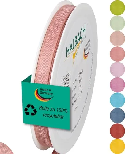 Halbach Seidenbänder Geschenkband | Breite 10mm Länge 25m | Schleifenband made in Germany | Geschenkbänder in Vielzahl von Farben und Breiten, perfekt zum Verpacken und Dekorieren, Farbe: rosa