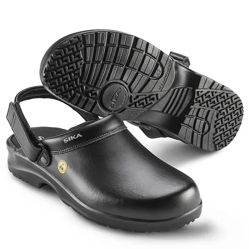 SIKA 19467 Fusion ESD Clogs - Schwarz, Gr. 39 - Herren Clogs für Medizin, Pflege & Gastronomie mit atmungsaktiver, antibakterieller Einlegesohle und waschbar bei 30 °C - ideal für lange Arbeitstage.
