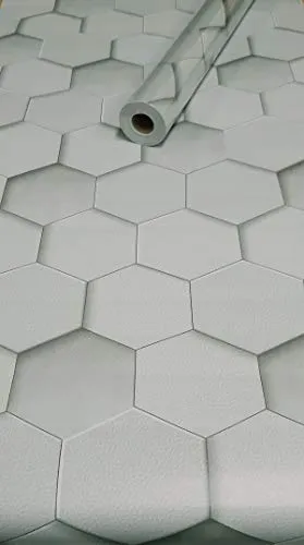 Visario Tapeten Folie 3000-S selbstklebend Farbe Sechseck Hexagon Dekor hell 10 m x 45 cm Dekorfolie Möbelfolie Tapete 3043