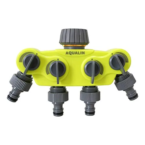 Aqualin 4-Wege Wasserverteiler Schlauch Verteiler Geeignet Für Wasserhahn Wasserschlauch Gartenschlauch Schlauchverteiler Für Garten Hof