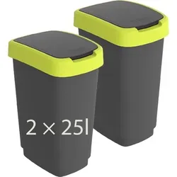 Rotho 2er-Set Abfalleimer 25L Twist - Praktischer Swingeimer für effiziente Mülltrennung - Der Rotho Twist Abfalleimer ist ideal für eine ordentliche Mülltrennung. Aus robustem Kunststoff gefertigt, überzeugt er durch einfache Reinigung und platzsparendes Design. Inklusive Sticker-Set zur Kennzeichnung.