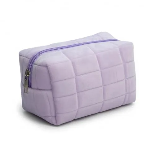 Kosmetiktasche Plüsch – Flauschiger Makeup-Beutel mit Reißverschluss, weicher Kultur- & Waschbeutel, Schminktasche kompakt für Reise, Sport & Alltag (Lila)