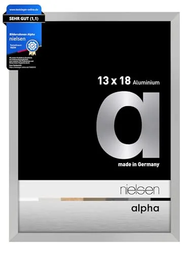 Nielsen Aluminium Bilderrahmen Alpha 13x18 cm silber matt - Moderner Bilderrahmen aus Aluminium, ideal zum Stellen oder Hängen, für Fotos in der Größe 13x18 cm, mit elegantem, mattem Finish.