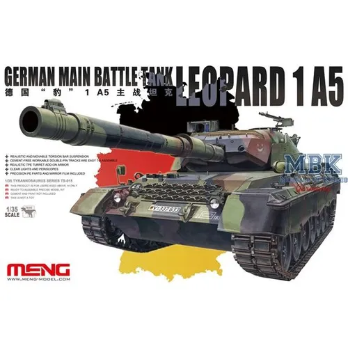 Meng Models TS-015 1/35 Leopard 1A5 - Modellbausatz im Maßstab 1:35, ideal für Modellbau-Enthusiasten, enthält Fotoätzteile für detailgetreue Nachbildung.