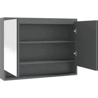 vidaXL Bad-Spiegelschrank 80x15x60 cm MDF Grau mit USB-Schnittstelle