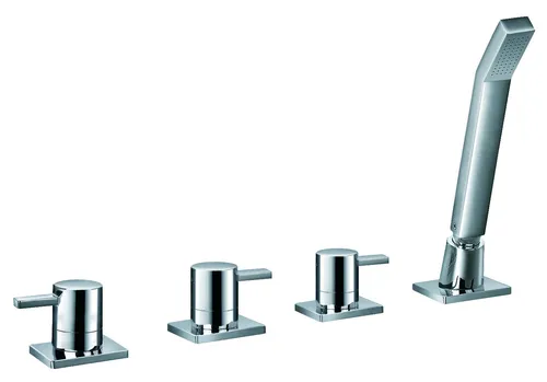 Ottofond TU1000 4-Loch Wannenrandarmatur eckig chrom - Elegante Armatur für Ihre Badewanne, ausgestattet mit Umsteller für eine einfache Handhabung und stilvollem Design in Chrom.