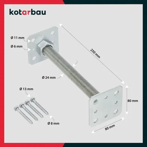 KOTARBAU® Pfostenfuß 80x80mm verzinkt, 2er Set