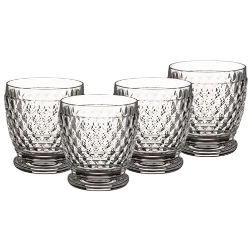 Villeroy & Boch Boston Becher 4er Set - Wassergläser aus hochwertigem Kristallglas, spülmaschinengeeignet und ideal für Heiß- und Kaltgetränke – perfektes elegantes Design für jeden Anlass.