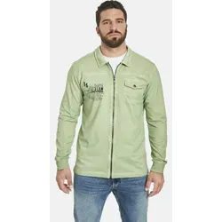 Jan Vanderstorm Herren Sweatjacke Folkward - Hellgrün 4XL (XXXXL) für Outdoor - Funktionsjacke in Hellgrün mit edlem Kentkragen und nordischem Print, ideal für Herren in Übergröße. Bequemer Comfort Fit und praktische Brusttasche für optimale Funktionalität.