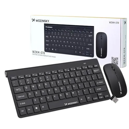 WOZINSKY WZKM-078 Wireless Tastatur & Maus, Kompakt, Schwarz, 2.4GHz Technologie, Für Büro & Zuhause