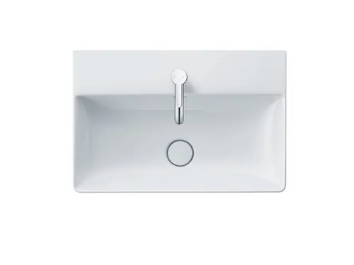 Duravit DuraSquare Waschtisch 60 x 40 cm - Waschbecken aus Badkeramik in Weiß mit WonderGliss-Beschichtung für einfache Reinigung und elegantes Design