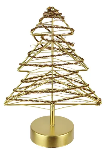 I.GE.A. LED-Dekofigur LED-Dekoobjekt Baum (1 St), Tannenbaum Metall Gold warmweiß Timer Batteriebetrieb Weihnachtsdeko