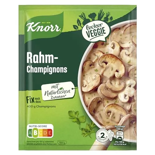 Knorr Fix Würzmischung Rahm-Champignons - Fixprodukte, cremige Sauce für leckere Rahmchampignons ohne geschmacksverstärkende Zusatzstoffe, einfach und schnell zubereitet.