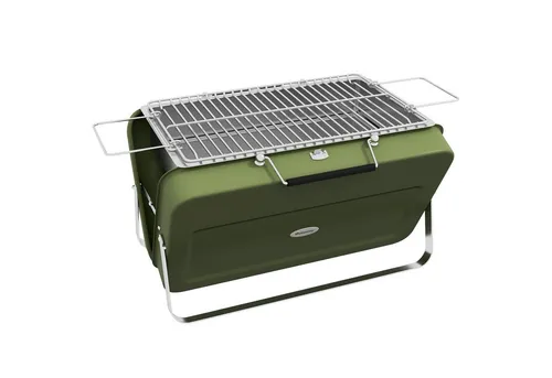 Novzep Holzkohlegrill Koffergrill – Klappbarer Mini-Kohlegrill - Kompakter Koffergrill mit 32 x 20 cm Grillfläche. Ideal für Picknicks und Reisen. Schnell aufgestellt, ohne Werkzeug. Robustes Metallgehäuse, hitzebeständig bis 600 °C. Perfekt für unbeschwertes Grillvergnügen unterwegs!