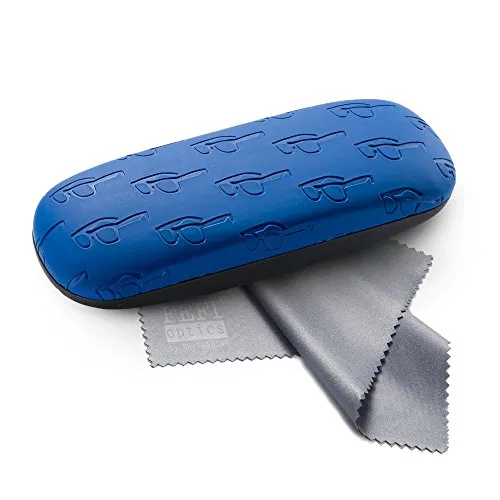 FEFI Hardcase Brillenetui Softtouch im geprägten Brillen-Design (Blau)
