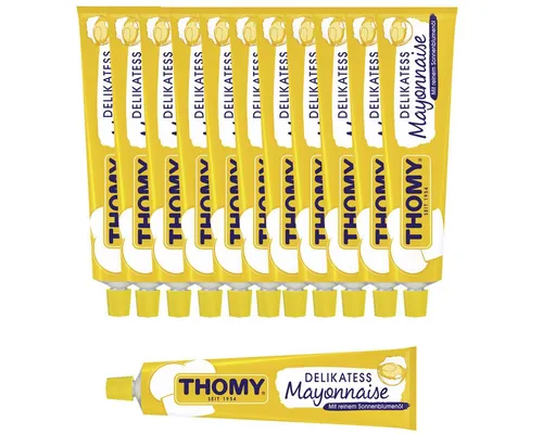 THOMY Delikatess Mayonnaise 200ml - cremig würzig im 12er Pack - THOMY Delikatess Mayonnaise 200ml im 12er Pack bietet cremigen Genuss in Premium-Qualität. Ideal für Pommes, Burger und als Basis für Dips. Die praktische Tube ermöglicht einfaches Dosieren und ansprechendes Garnieren.