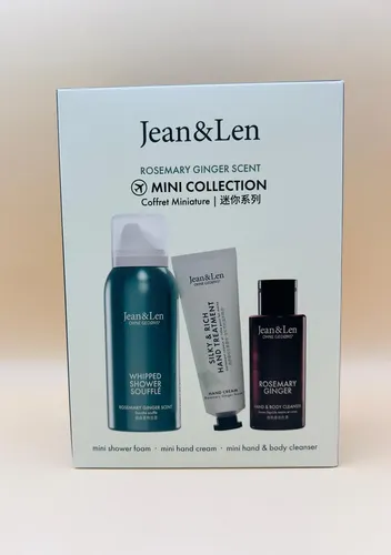 Jean & Len Pflege-Geschenkset Travel Set - Gesichtspflege-Set, ideal für Reisen oder als Mitbringsel, enthält Hand & Body Cleanser, Hand Treatment und Shower Soufflé für samtig-weiche Haut.