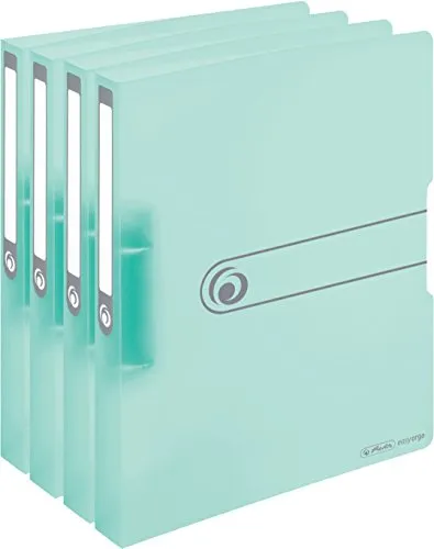Herlitz Ringbuch, A4, 2 Ringe, Füllhöhe 25mm, PP-Folie, transparent (4er Packung, Minze)