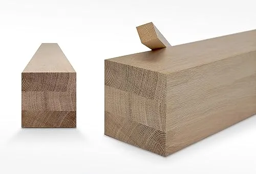 Woodsellers Leimholzbalken Eiche 120 x 120 x 350 mm - Hochwertiger Leimholzbalken aus Eiche für Möbelbau und Innenausbau. Extrem stabil und langlebig, ideal für kreative DIY-Projekte. Gehobelt und maßgenau – perfekt für anspruchsvolle Anwendungen.