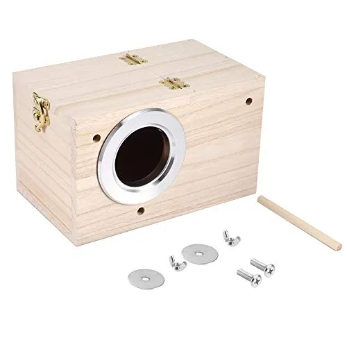 Vogelzuchtbox, Vogelhaus aus Holz, Sittich-Nistkasten, Holz, Wellensittich, Nymphensittich, Zuchtnistkasten, Vogelvoliere, Käfigbox, Naturholz-Zuchtbox für Kleine Unzertrennliche, Papageien, 12 X 12 X
