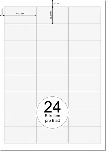 PRINTATION Papier-Etiketten (B64,3xH33,8mm) 25xA4 à 24 Eti. 1367697-NP