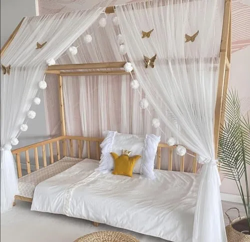 Hausbett Himmel Betthimmel ecru weiß für Kinderbett in weiß von Baby Fancyroom