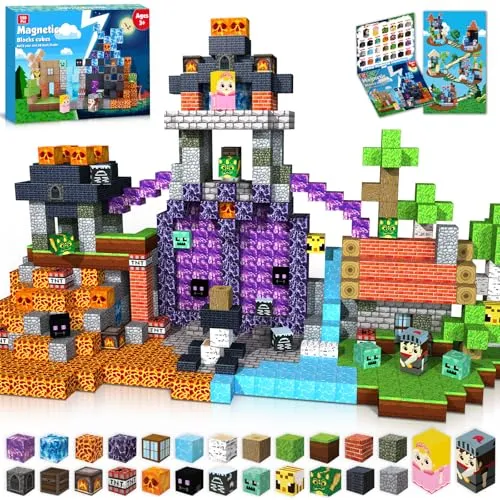 GraceDuck Magnetische Bausteine 150 Teile Magnetic Blocks Bauen Dark Forest Hell Castle Magnetspielzeug für Geschenke ab 3 4 5 6 7 8 9 Jahren Jungen und Mädchen Montessori kreative Kinderspielzeug
