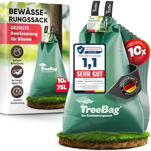 TreeBag Wassersack für Bäume 10 x 75L – UV-stabiler Baumbewässerungssack aus PVC – Effektiver Bewässerungssack Baum für Garten & Stadtgrün