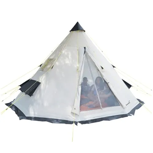 Skandika Tipi Goathi 365 Protect | Geräumiges Campingzelt für 6 Personen - Zelt für 6 Personen mit 2,5 m Stehhöhe und eingenähtem Zeltboden für optimalen Schutz. Ideal für Festivals und Outdoor-Abenteuer, wasserdicht mit 3000 mm Wassersäule.