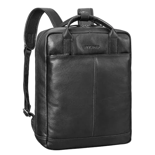 STILORD 'Bobbie' Lederrucksack 2 in 1 für Herren und Damen – Stylischer 16 Zoll Laptoprucksack - Der stilvolle Lederrucksack 'Bobbie' vereint Eleganz und Funktionalität. Aus robustem Echtleder gefertigt, bietet er Platz für 16 Zoll Notebooks und DIN A4 Unterlagen. Flexibel tragbar dank zwei Tragegriffen und gepolsterten Schulterriemen.