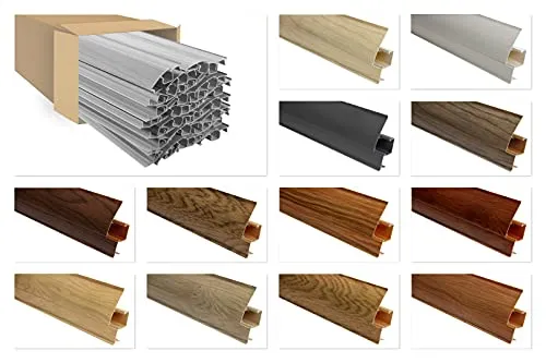 LEMAL Sockelleisten und Zubehör - PVC Fußleisten 60x15mm mit Kabelkanal - (1 Verbinder, VB.8640 Holzoptik Kastanie) Bodenleiste Teppichleiste Sockel