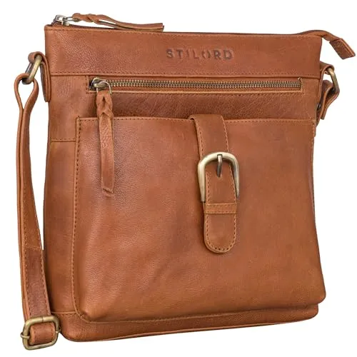 STILORD 'Theodora' Retro Leder Handtasche Damen Umhängetasche klein zum Umhängen Schultertasche für Freizeit Shopping Abend Ledertasche Echtleder, Farbe:texas - braun