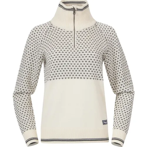 Bergans Damen Alvdal Wool Half Zip Pullover - Größe L, weiss - Pullover aus feiner Merinowolle mit praktischem Half-Zip, perfekt für aktive Frauen und vielseitig einsetzbar.