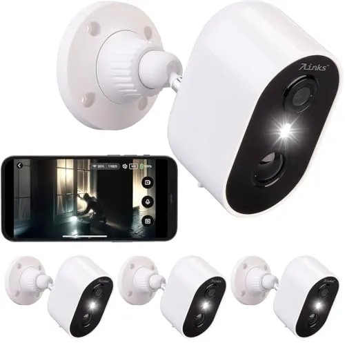 7links WiFi-Kamera mit Akku: 4er-Set Akku-Outdoor-IP-Überwachungskameras, 2K, 3 MP, WLAN, App, PIR (Überwachungs-Kamera außen, WiFi außen, Überwachungssystem Funk)