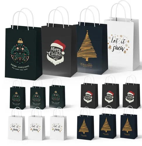 MerryXmas Aufbewahrungsbox 12 XXL-Geschenktaschen für Weihnachten - Aufbewahrungsboxen: 12 reißfeste XXL-Geschenktaschen, perfekt für langlebige und stilvolle Weihnachtsgeschenke.