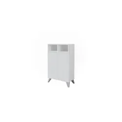 Vicco Midischrank Leano, Weiß, 60 x 97 cm - Moderne Midischrank für kleines Badezimmer, bietet praktischen Stauraum und stilvolles Design für Ordnung und Übersichtlichkeit.