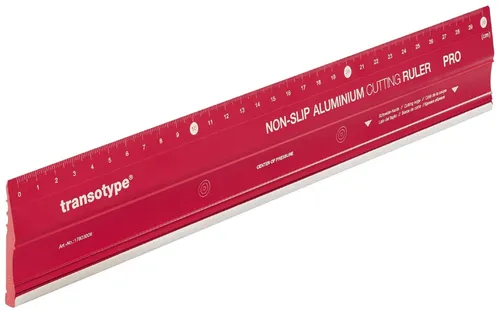 transotype Schneidelineal PRO aus Aluminium 300 mm rot