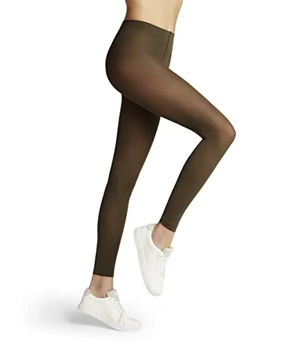 FALKE Damen Leggings Pure Matt 50 DEN W, halb-blickdicht in Grün Military - Elegante, halb-blickdichte Damenleggings aus nachhaltigem Material mit druckfreiem Sitz und hohem Tragekomfort. Ideal für Business und Alltag, sorgt für eine schöne Beinlinie und bleibt rutschfest.