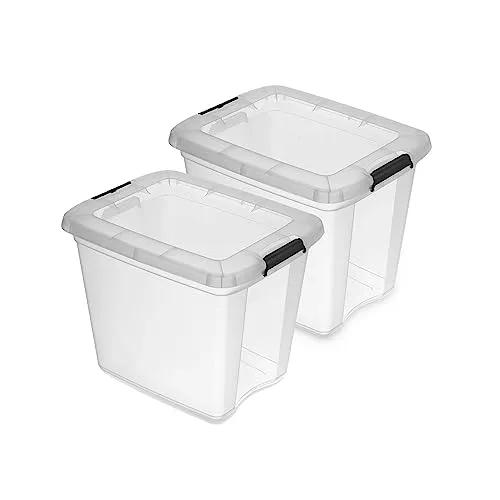 Kreher Aufbewahrungsboxen Robust Store mit Deckel in Transparenter Ausführung. In verschiedenen Größen (wählbar). Aus robustem Kunststoff. (2er 27 L)