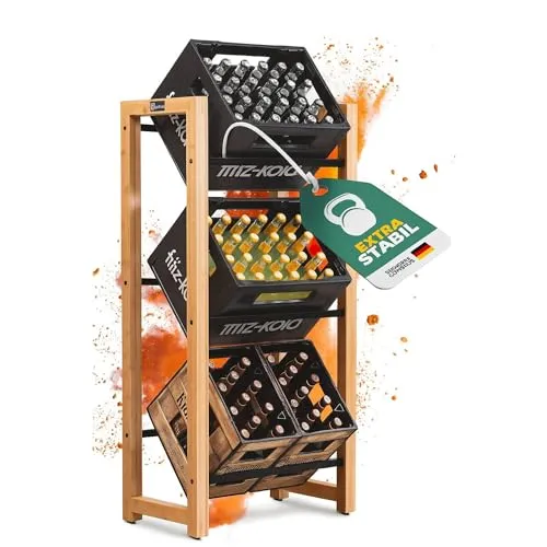 gutholz® Getränkekistenregal | Regale für Getränkekisten | Allround Regal für Getränkekisten | aus Bambus | Getränkekistenhalter für Bier, Wasser & Co. (Scharz)