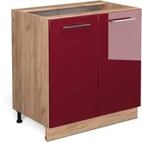 Vicco Spülenunterschrank Fame-Line, Bordeaux Hochglanz 80cm in rot von Vicco