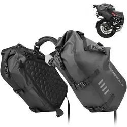 Satteltasche Motorrad 48L 2x24L Wasserdicht Hecktasche Schwarz 48l