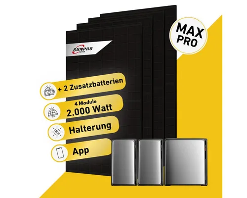 Balkonkraftwerk 2000W mit Speicher SunEnergyXT 500 Pro – Komplettset - Komplettset für Solarenergie mit 2000 W bifazialen Solarmodulen und leistungsstarkem SunEnergyXT 500 Pro Speicher. Ideal für flexible PV-Anwendungen und hohe Zuverlässigkeit im Alltag.