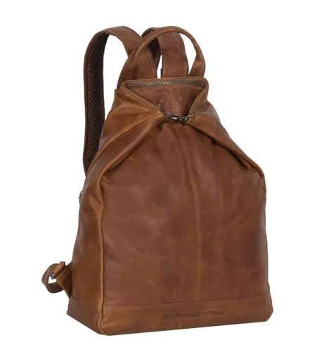 The Chesterfield Brand Wax Pull Up Daypack 40 cm - Braun - Hochwertiger Leder-Rucksack mit Wachsfinish, ideal für Alltag und Reisen, bietet Stil und Funktionalität in einem kompakten Design.