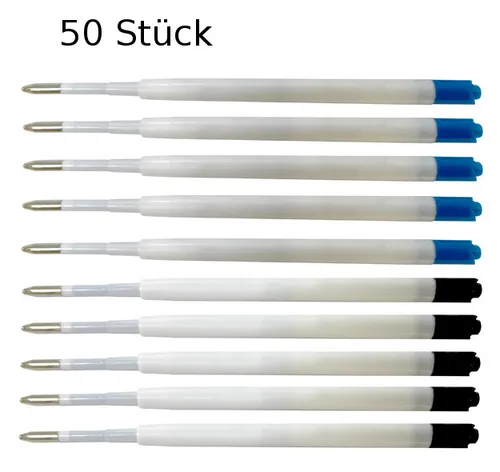 Kugelschreiberminen / Großraumminen / Schreibfarbe: je 25x blau + schwarz 50