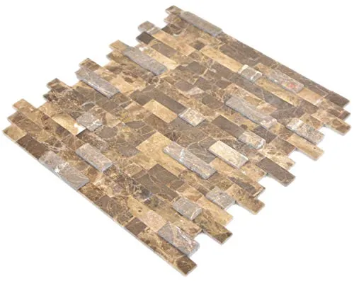 Selbstklebende Mosaikmatte Verbund Naturstein Emperador für WAND KÜCHE Fliesenspiegel Thekenverkleidung Wandverblender