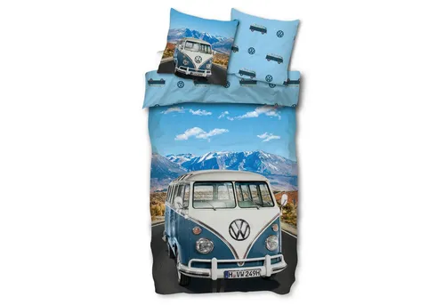 SkyBrands VW Bulli T1 Panorama Bettwäsche in blau von SkyBrands