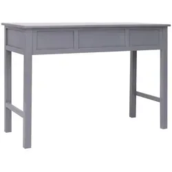 vidaXL Schreibtisch Grau 110×45×76 cm aus Holz - Klassischer Holzschreibtisch im Vintage-Stil, ideal für Zuhause und Büro. Mit 2 Schubladen und 1 offenen Fach für optimale Organisation. Robuste Verarbeitung aus Paulownia- und Pappelholz.
