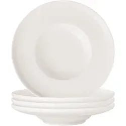 Villeroy & Boch Afina Pastateller 4er Set - Ø 29 cm - Teller tief aus Premium Porzellan, spülmaschinen- und mikrowellensicher. Mit elegantem, minimalistischem Design und faszinierendem Relief für eine ansprechende Präsentation Ihrer Gerichte.